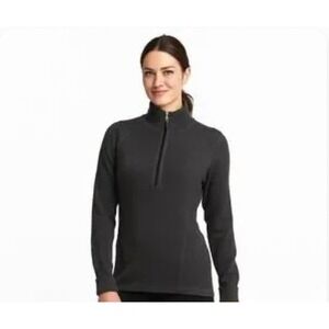 Eddie Bauer Womens Charcoal Gray Textured Knit Quarter Zip Pullover Top S